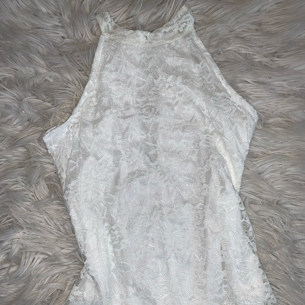Lace high neck tank